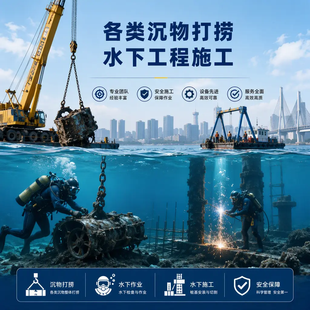 肥东各类沉物打捞，水下工程施工