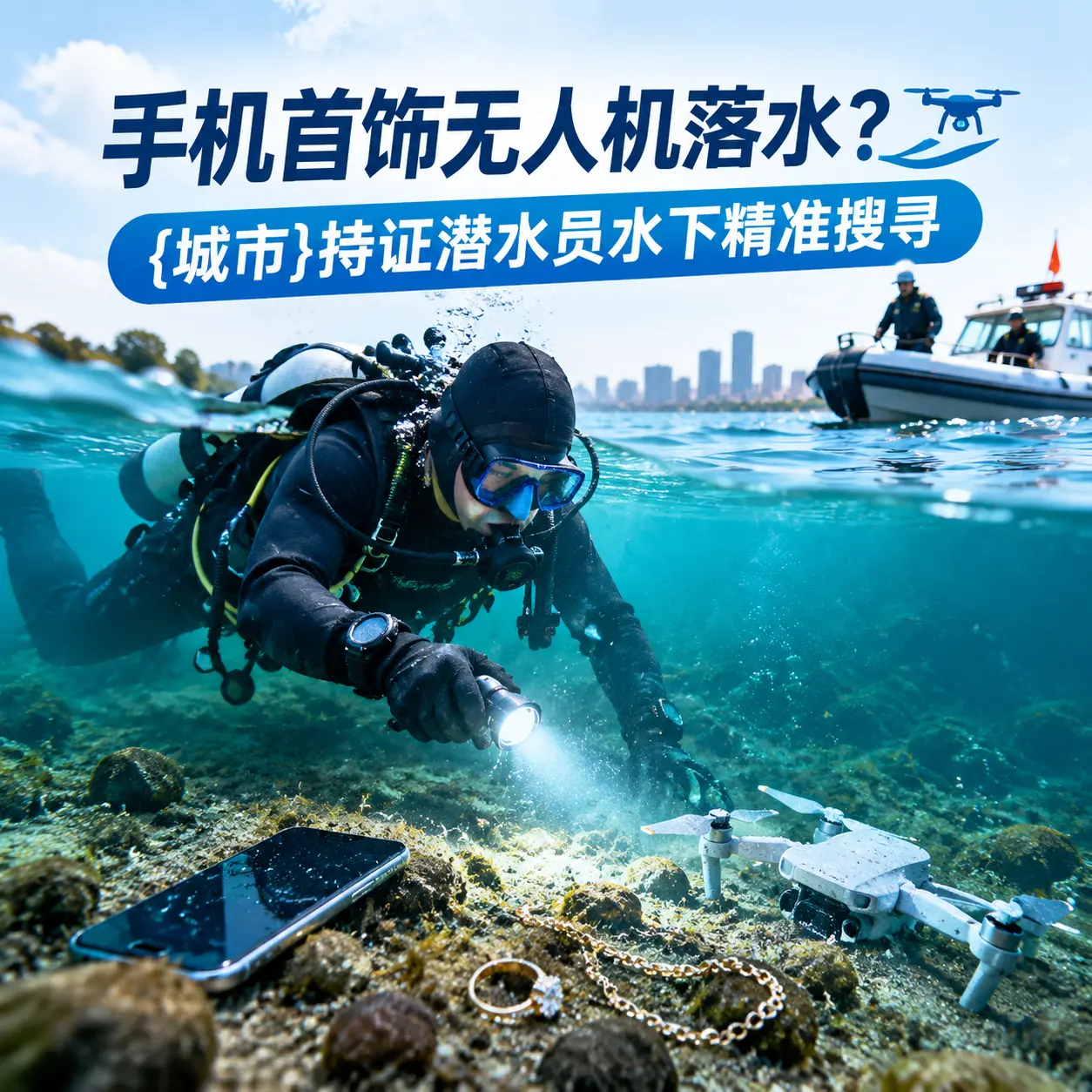 手机首饰无人机落水？肥东持证潜水员水下精准搜寻